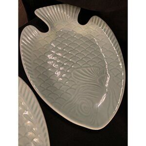 Fish Plate WCL Pottery Green 10" x 7 3/4"  9178
